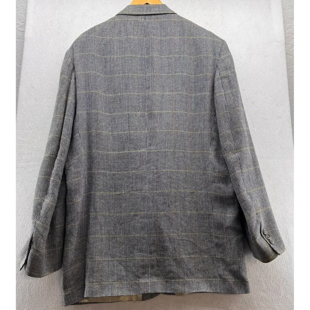 AKA Eddie Bauer Blazer Silk Linen‎ Sport Coat Herringbone Jacket 44L Classic